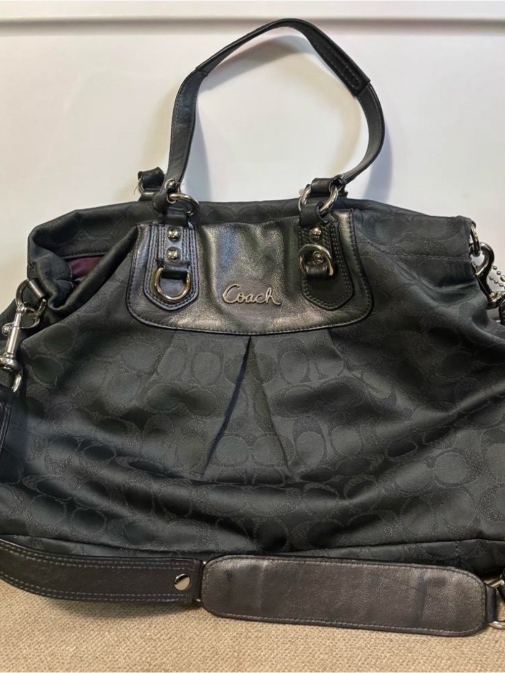 Coach Black Signature Shoulder Bag